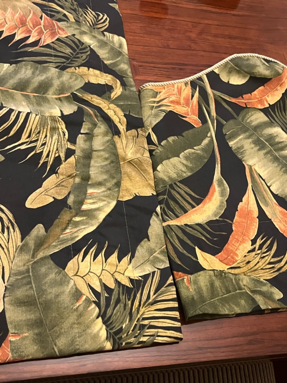 Tropical Leaf Print Fabric/ Windows Valance (2) Panel